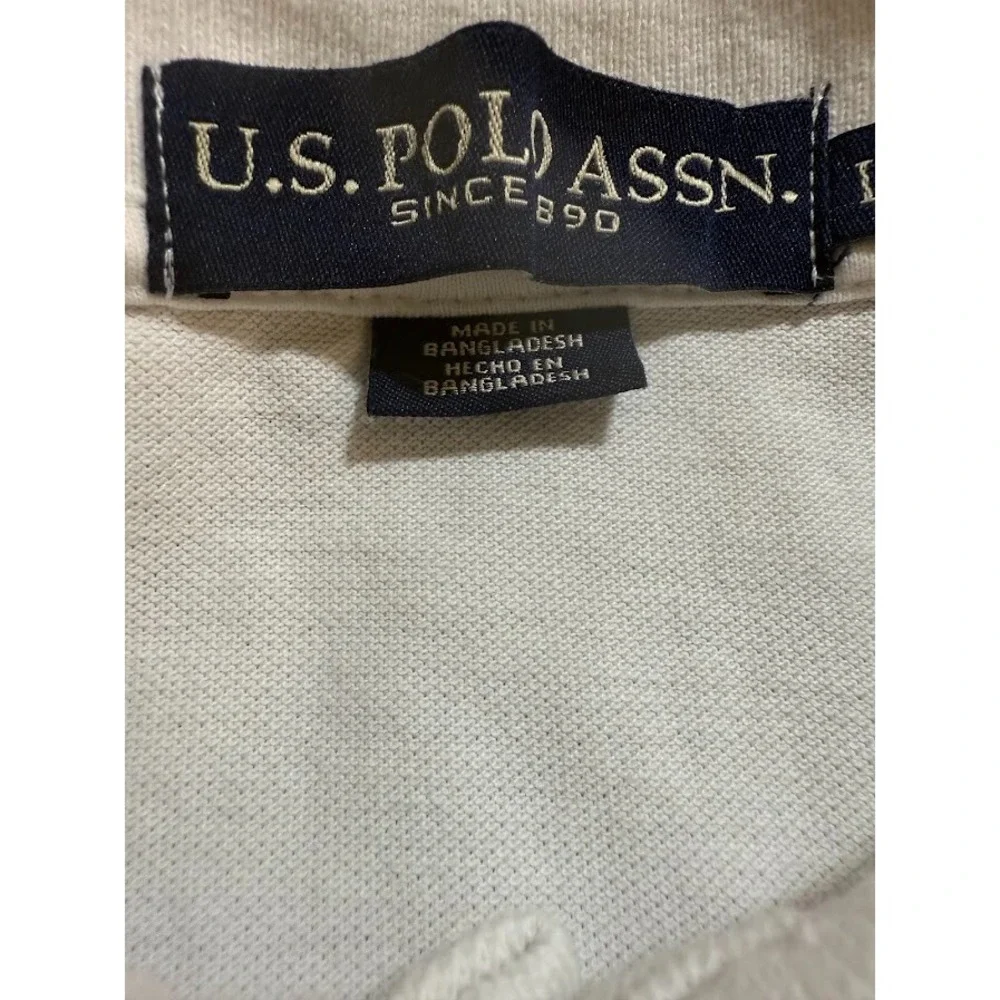 U.S. Polo ASSN. Polo Rainbow Pride Logo Shirt Adult L White Short Sleeve Button.